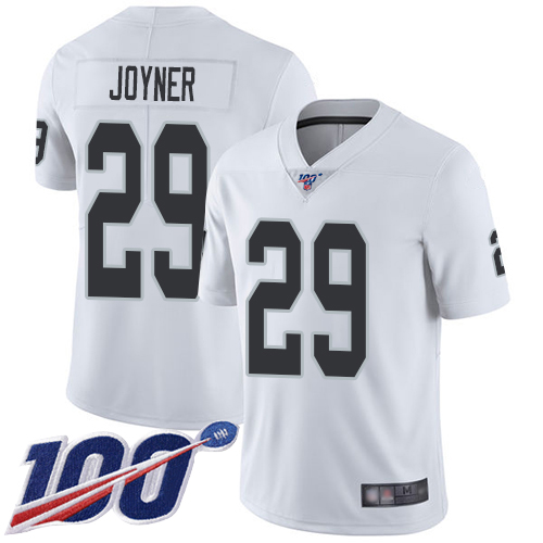 Men Oakland Raiders Limited White Lamarcus Joyner Road Jersey NFL Football 29 100th Season Vapor Jersey